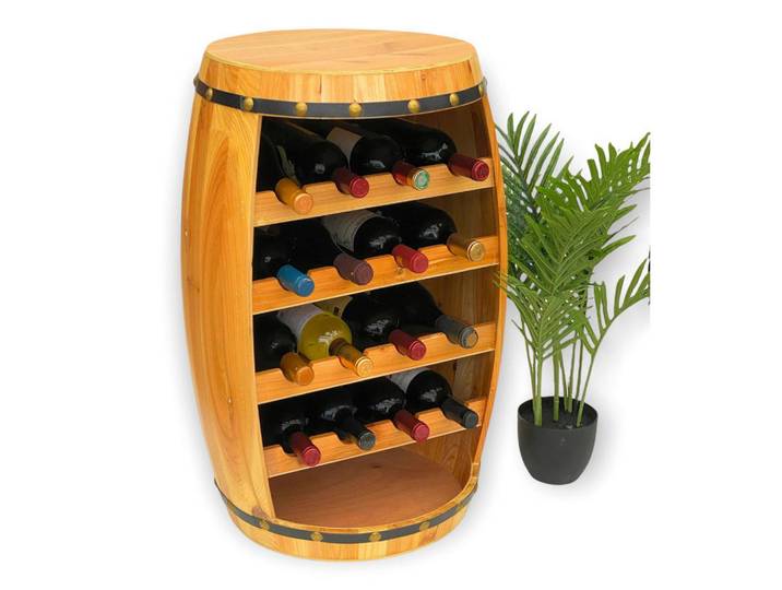 DanDiBo Weinregal Holz Weinfass Natur 70 cm 371, Braun, 48x70x48 cm, Weinregale