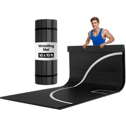 VEVOR Kampfsportmatte 3 x 3 m für Workouts im Heim-Fitnessstudio, wasserfeste aufrollbare Trainingsmatten Fitnessmatte für Gymnastik Tatami Jiu-Jitsu MMA Judo Boxen, Sportmatte Yogamatte Schwarz