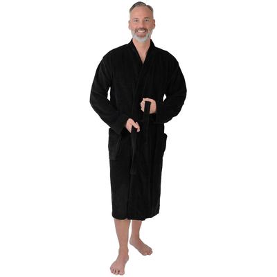Herrenbademantel WEWO FASHION "2410_black" Gr. L, schwarz, L:120cm, Veloursfrottier, Hausmäntel, Leicht-Velour