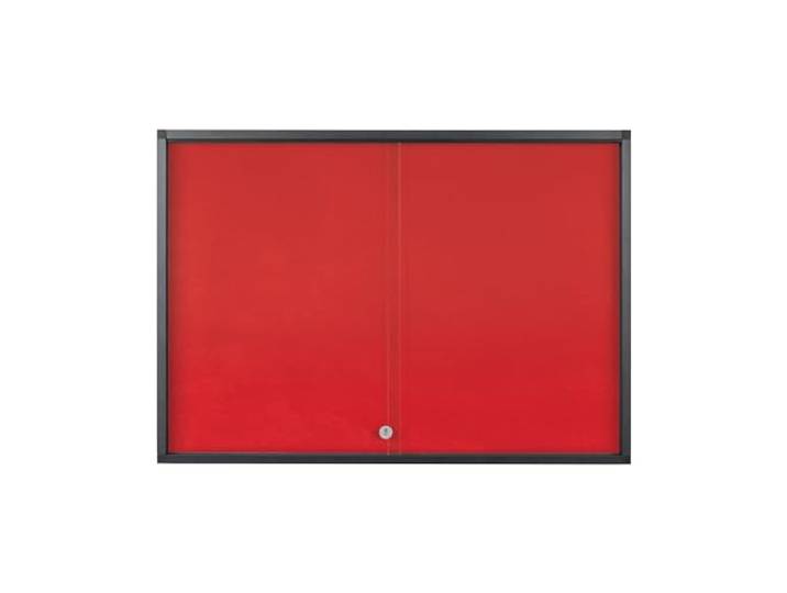 Bi-Office Exhibit Extra Pinnbare Schaukasten, 6xA4, Oberfläche in Rote Filz, Glastür, Aluminiumrahmen Farbe Anthrazit