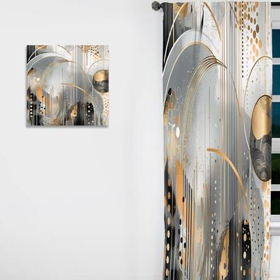 DESIGN ART "Designart ""Shapes And Lines Abstract Marble I"" Abstract Marble Curtain - Blackout Marble Curtain - 1 Panel"
