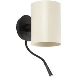 Faro Wandleuchte GUADALUPE E27, IP20, mit  Leser, schwarz matt, beige FAR-20032-80