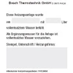 Bosch Thermotechnik Aufkleber Doku VES_S