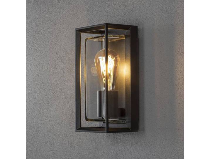 Konstsmide Aussenwandleuchte Brindisi, dimmbar, schwarz, Aluminium, Modern, Wandleuchte außen