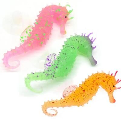 Pet Hub Artificial Luminous Seahorse Fish Tank Decor: Glow in Dark Silicone Fake Fish 4