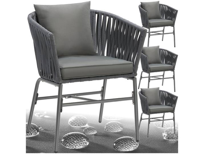 Stuhlset Valeiras im Rope-Design, dicke Polster, 60x61x77cm - 4er Set