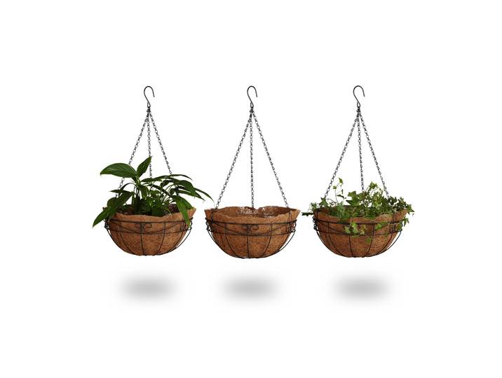 Blumenampel 3 Körbe Kokos Braun