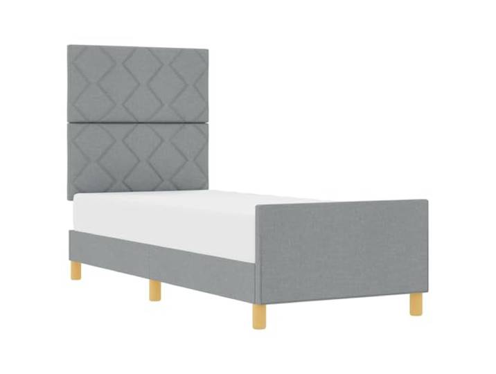 KTHLBRH Bettgestell hellgrau 80 x 200 cm aus Stoff Minimalistisches Design, Stoffbezug, Schaumstoffpolsterung, Kopf- und Fußteil inklusive, Holz