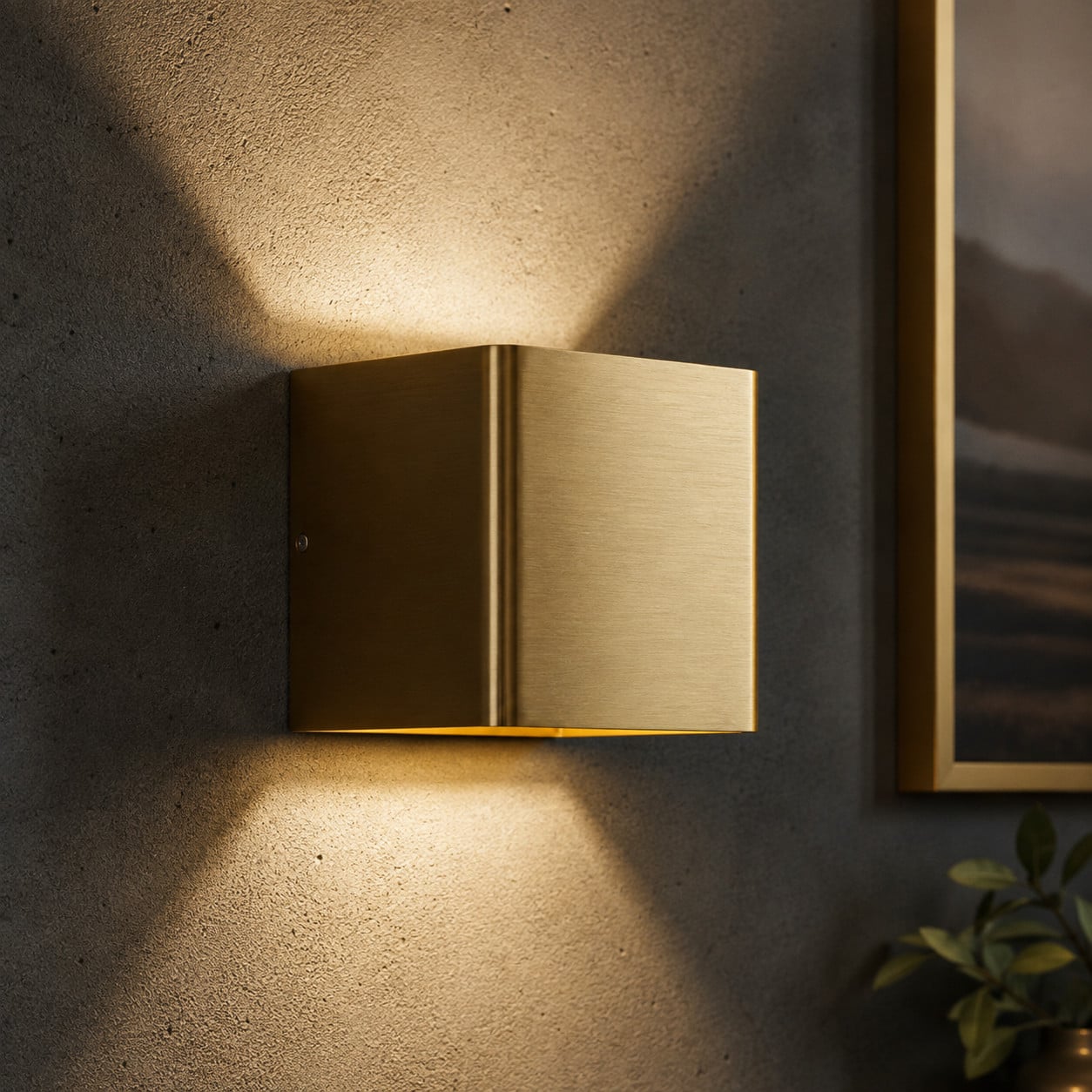 Artdelight Wandlamp Fulda Goud/Messing Modern Vierkant