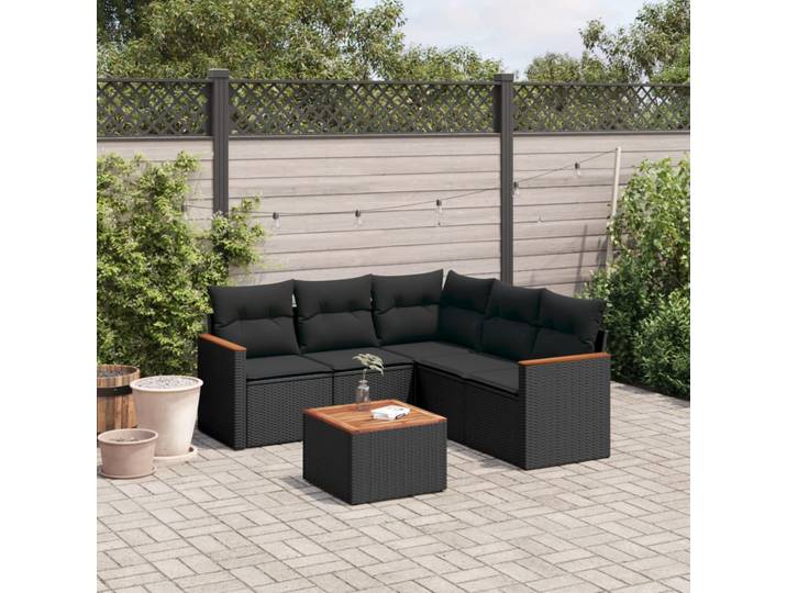 vidaXL Patio Sofa Set 5-Sitzer Black