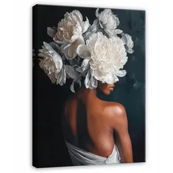 WANDBILDER Frau Blumen Weiß Leinwand Bilder Deco 120x80