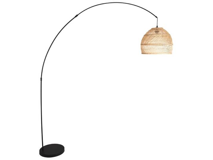 Lampadaire en rotin tressé et acier noir, H191 cm