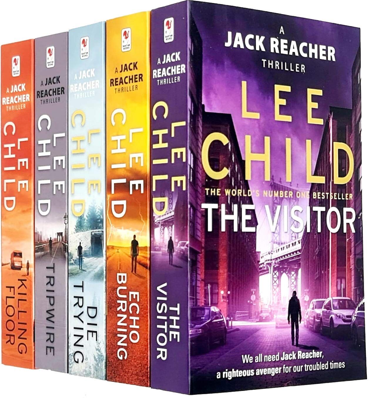 Bantam Press Jack Reacher Series 1-5 by Lee Child - 5 Book Paperback Collection - Killing Floor, Die Trying, Tripwire, The Visitor, Echo Burning - Adult Thriller