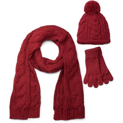styleBREAKER "Strick Schal, Mütze & Handschuh Set mit Zopfmuster" 3 Stk.