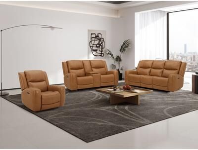 Roundhill Furniture Cozura 3-Piece Leather Power Recling Living Room Set