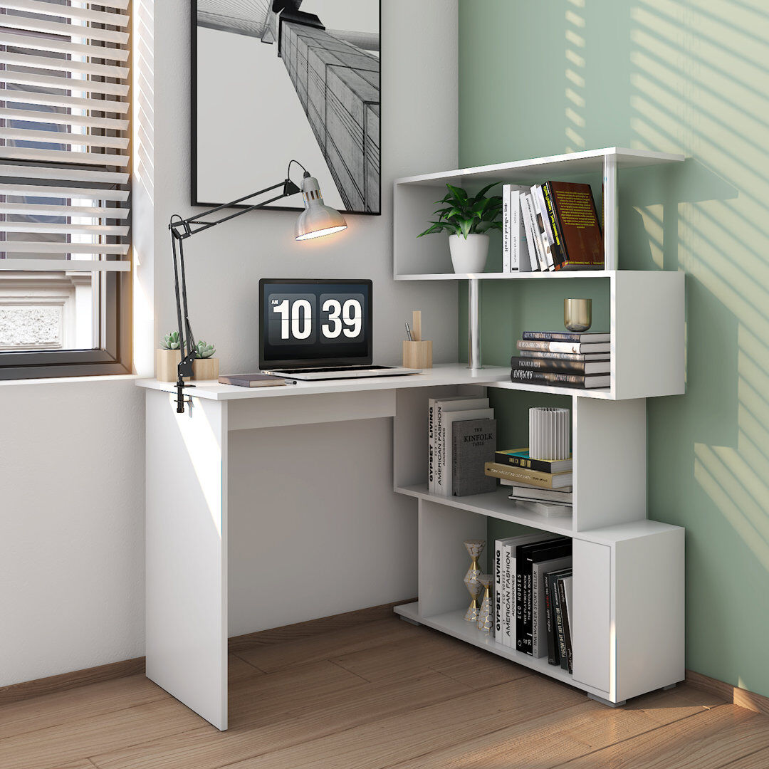 Hashtag Home Milroy Modular L-Shaped Writing Desk White