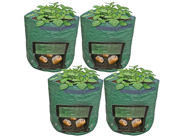 4er-Set Pflanzsack mit Erntefenster, 43 Liter, Ø 35 x H 45 cm