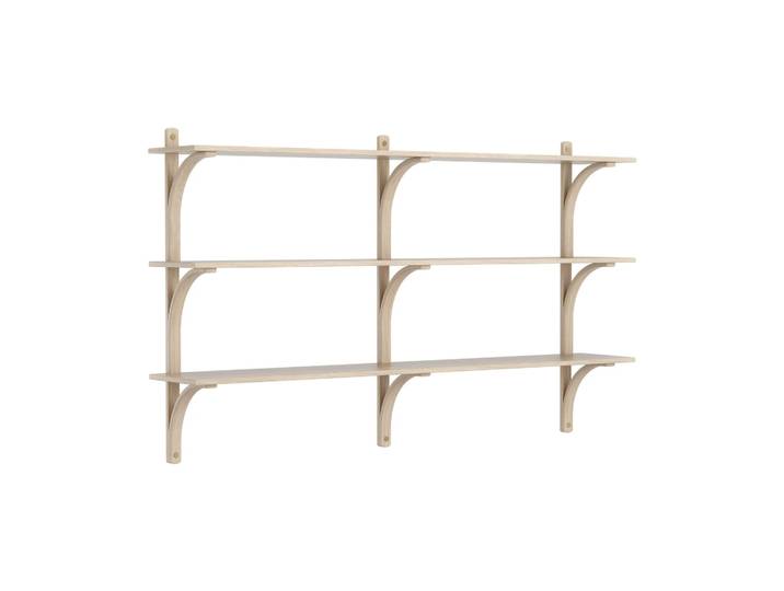 Swedese Levi Regal 3 Fachboden Weiß pigmentierte Eiche-Messing, 180 cm