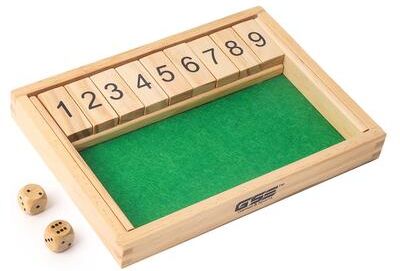 GSE Games & Sports Expert GSE™ Wooden 9 Number Shut The Box Dice Game Set for Family Game Night, Dice Table Games, Bar Games