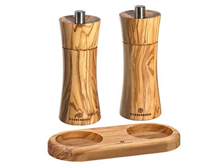 Zassenhaus Salz und Pfeffermühle Frankfurt 14 cm Olivenholz mit Untersetzer