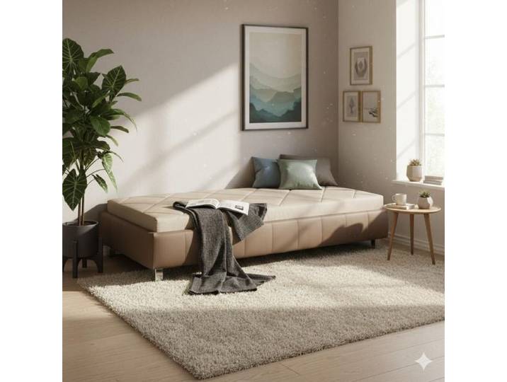 Relaxliege Nuca Komfort Kunstleder mit Bettkasten 33x214x105cm Sand Relaxfunktion klassischer Stil