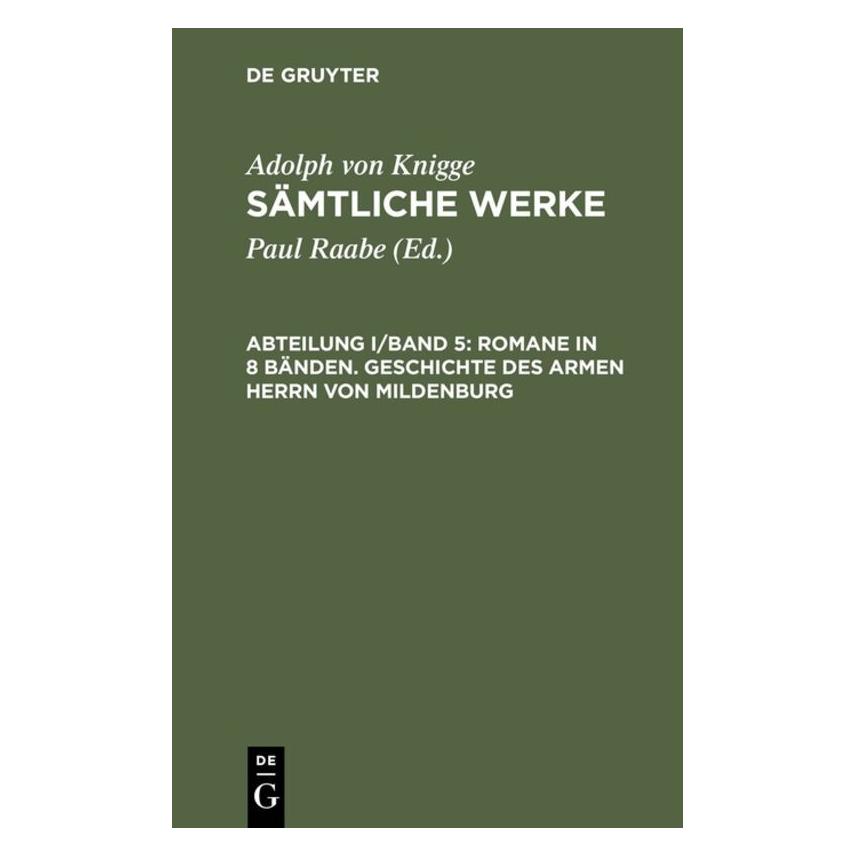 De Gruyter KNIGGE,SÃMTLICHE WERKE,BD.5 (Deutsch, Hardcover, Adolph von Knigge) (67045337)