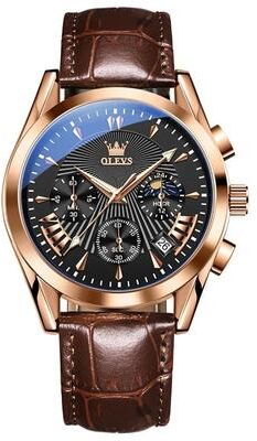 Uplifted Goods Elegant Mens Waterproof Quartz Watch With Leather Strap c