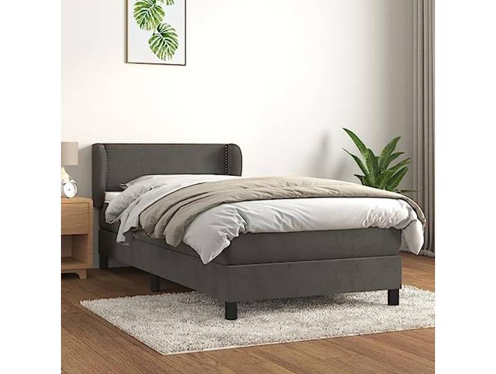 RJPLMFV Lattenrost, Velours, 90 x 190 cm, Dunkelgrau, mit verstellbarem Taschenfederkernmatratze, mittelharte Unterstützung, weicher Matratzenschoner, Bedienungsanleitung im Lieferumfang enthalten