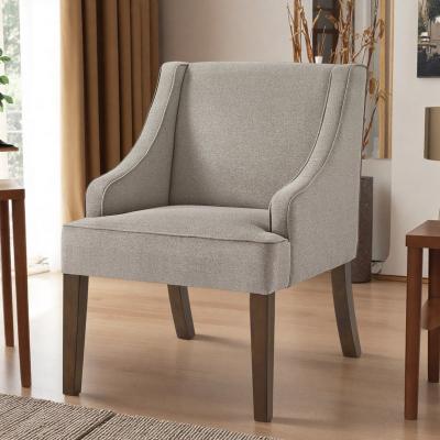 "26"" Linen Mid-Century Modern Accent Chair with Solid Wood Legs and High-Resiliency Cushioning and Wingback Design"