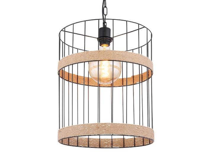 Suspension Halia VI Ø 35cm Beige/Noir Matériau : Métal, Fibres naturelles Surface en métal : Laqué Type de fibre naturelle : Feuille Type de