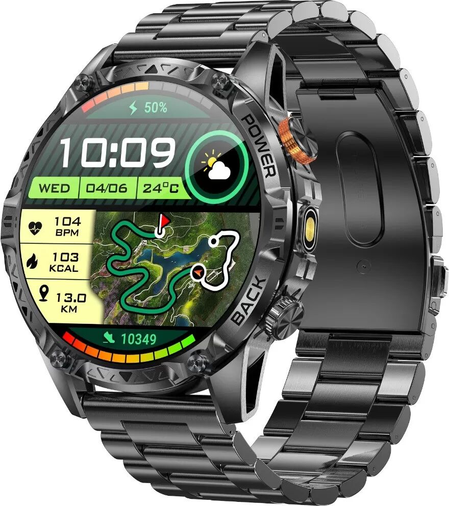INF Fortschrittliche Smartwatch: Lange Akkulaufzeit, IP68 Wasserdicht und Umfassende Gesundheitsüberwachung kompatibel mit Schwarz + Schwarz