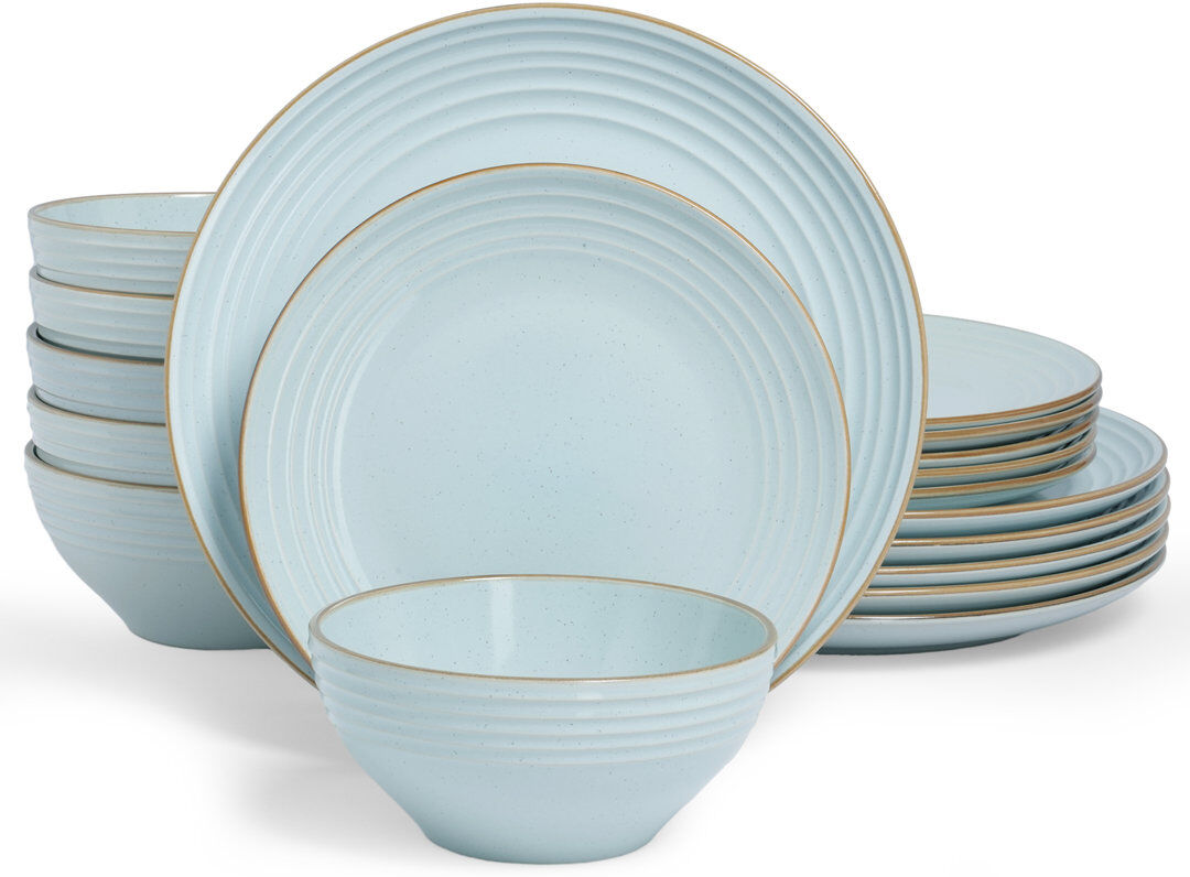 Beachcrest Home Stoneware Dinnerware Set 18 Piece - Service for 6 Light Blue 18
