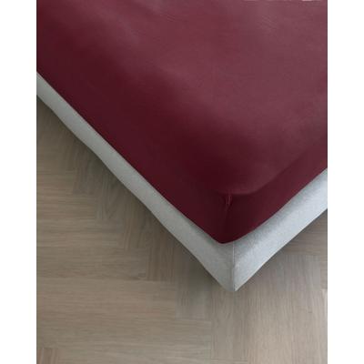 Spannbettlaken KAYORI "Tara", rot, B:160cm L:220cm, Jersey-Elasthan, Obermaterial: 95% Baumwolle, 5% Elasthan (LYCRA), Bettlaken, Spannbettlaken, Hergestellt aus GOTS-zertifizierter Bio-Baumwolle