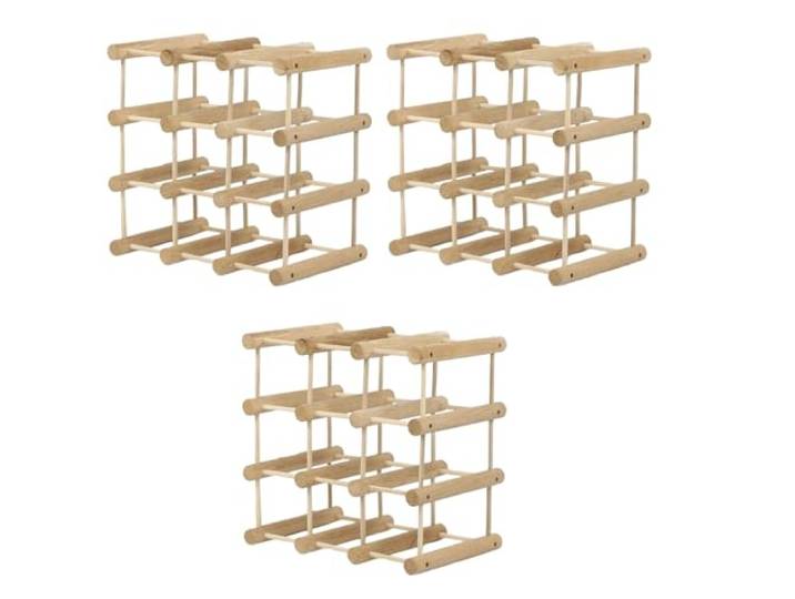 MODO24 Weinregal Modular Eiche Massivholz 40 Flaschen, 3 Module, Natur Modulares Flaschenregal & Weinständer aus Eichenholz, ModAbm 36x36x24 cm, Getränkeregal & Flaschenständer für Küche