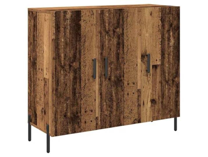 Fisinber Sideboard Altholz-Optik 90x34x80cm Holzwerkstoff Kommode Vielseitiger Anrichtenschrank für Wohnzimmer und Esszimmer: 3 Holztüren bieten strukturierten Platz für Ihren Haushalt.