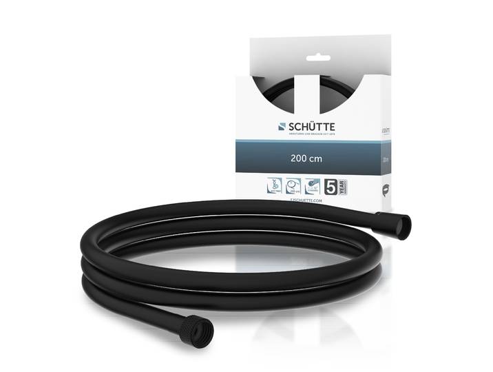 Brauseschlauch SCHÜTTE, schwarz, L:2m, PVC, Schläuche, Brauseschlauch, diverse Längen, inkl. Wasserspardichtung - bis 50% Wasserersparnis