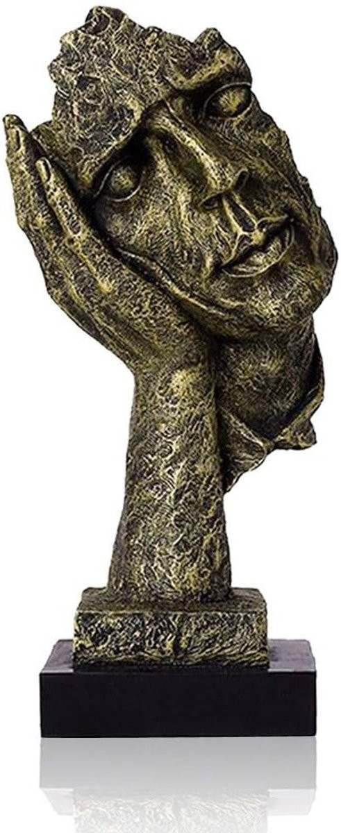 Denker Beeld Abstracte Sculptuur Bureau Decoratie Goud Hoogte: 34 cm