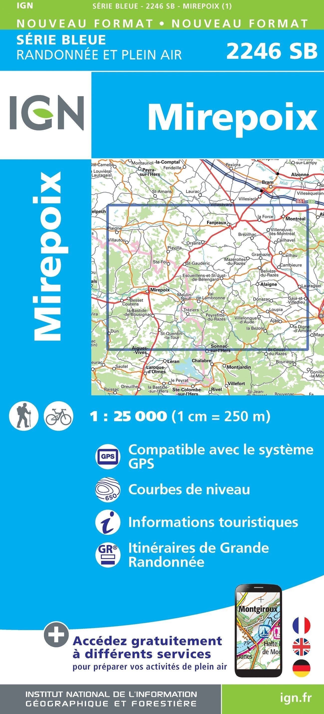 Carte de randonnée IGN Série Bleue n° 2246 - Mirepoix
