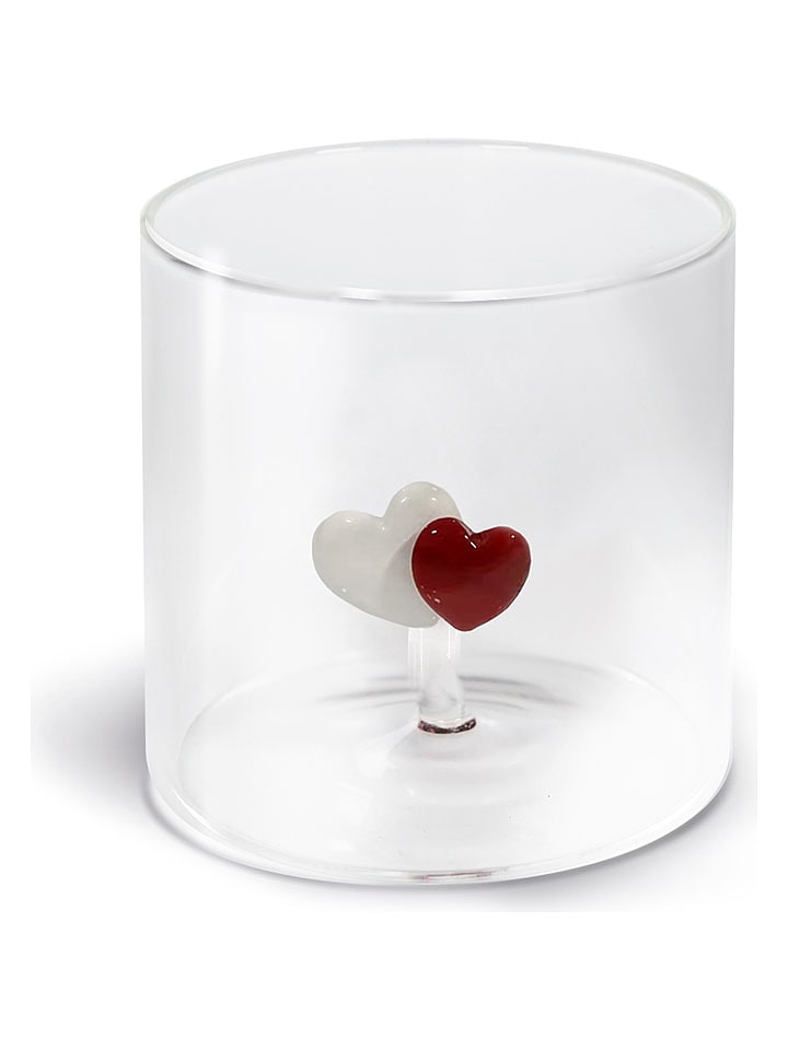 WD lifestyle Trinkglas "Hearts" in Transparent/ Rot - 250 ml - onesize
