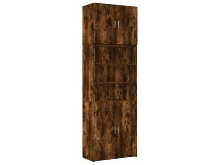 Highboard Räuchereiche Holzwerkstoff 80x42,5x249 cm mit Türen und Fächern Mit Wandhalterung zu sichern, Griffe inklusive, offene Fächer, feuchtigkeitsbeständig, pflegeleichte Oberfläche
