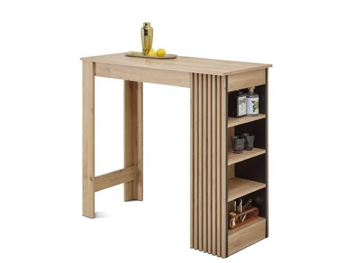 möbelando Barschrank Mojito Moderner Barschrank in Artisan Eiche/Schwarz 115x103x50 cm 4 Fächer & Flexibles Regal Home-Bar Wohnzimmer Esszimmer