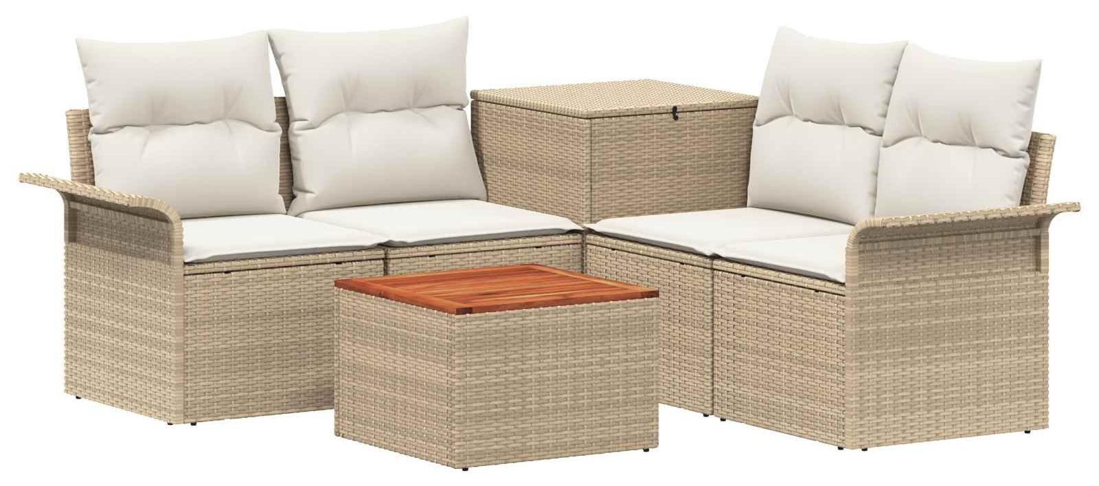 vidaXL Bankstel met 6 stuks en 4 zitplaatsen, beige en crème