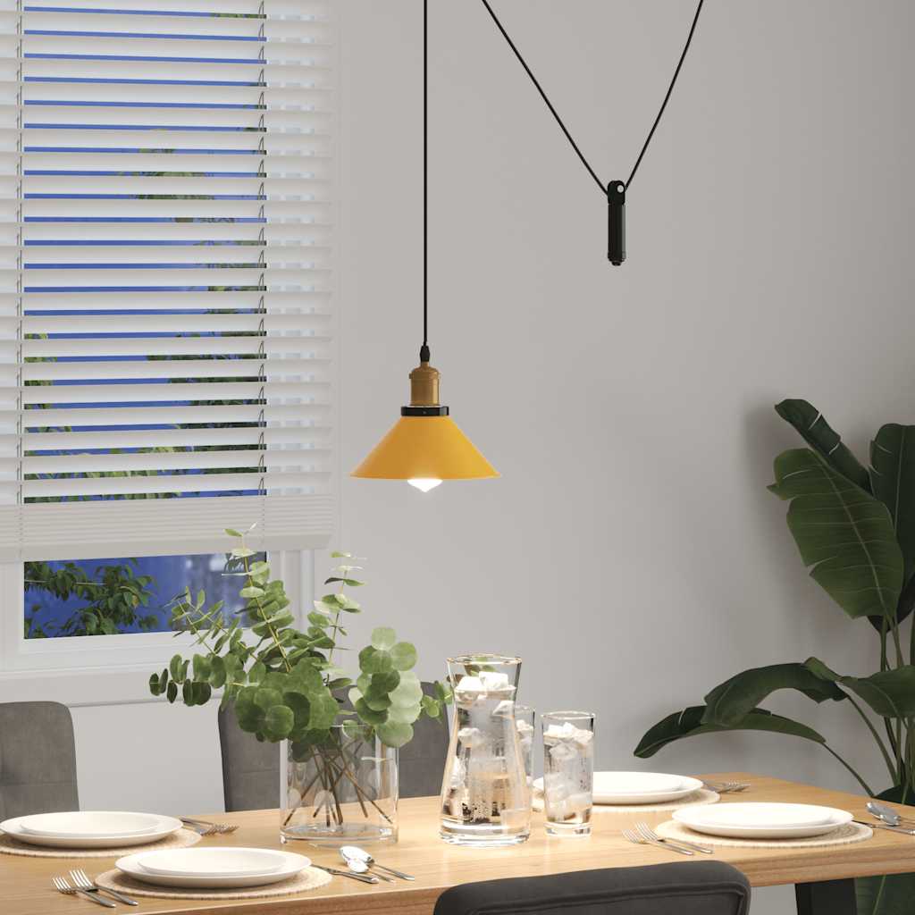 vidaXL Lámpara colgante regulable altura E27 amarillo brillante Ø 22cm Amarillo