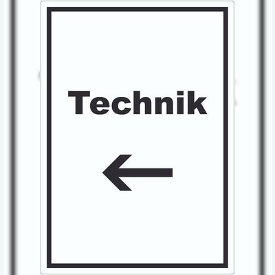 HB-Druck Technik Aufkleber mit Text und Richtungspfeil links Hauswirtschaftsraum hochkant A0 (841x1189mm)