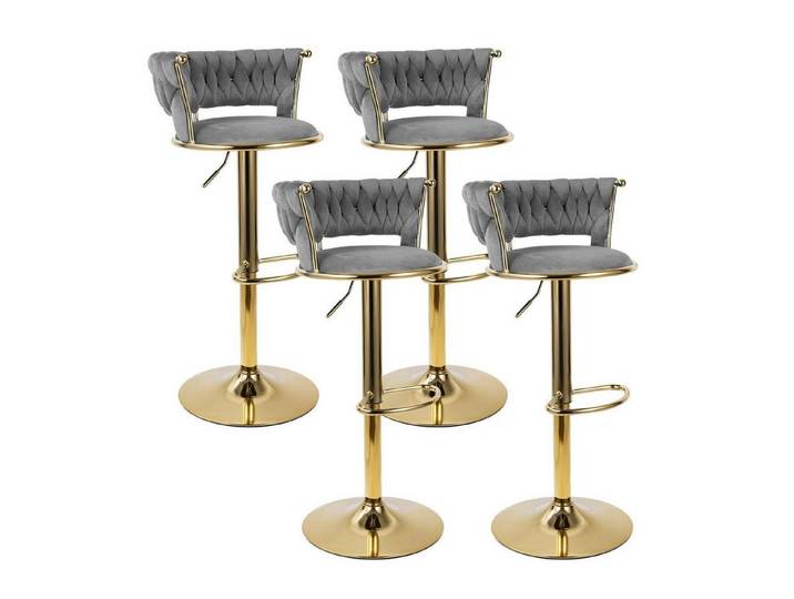 LuxusKollektion Barhocker Barhocker höhenverstellbar Metallrahmen gold Dunkelgrau 4er Set