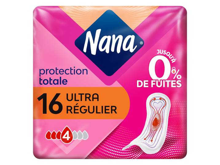NANA Ultra Normal Serviettes Hygiéniques avec Ailettes x16 (Lot de 4)