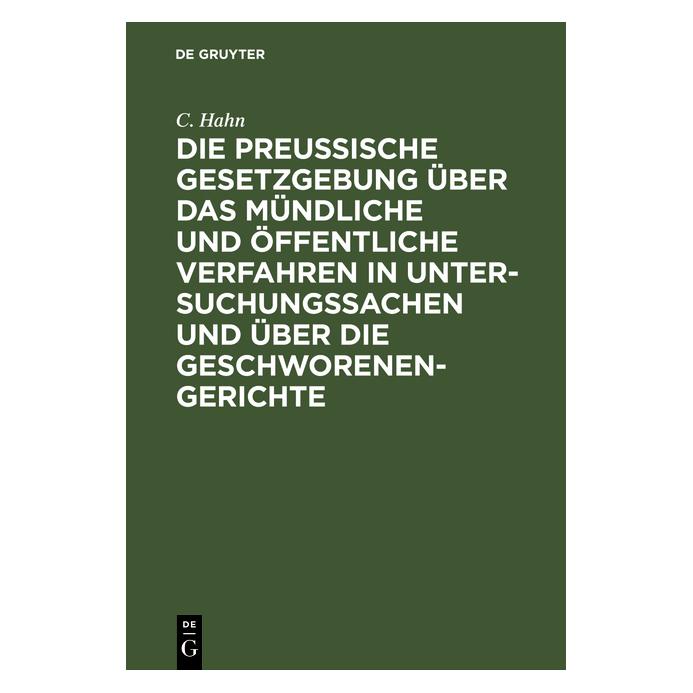 De Gruyter Hahn:Die preussische Gesetzgebung über (67774569)