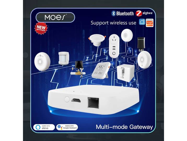 MOES-Passerelle multimode filaire intelligente Tuya, Zigequation Bluetooth Mesh airies, Smart Life, Télécommande vocale via Alexa, Google Home
