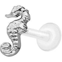 PTFE Labret mit Innengewinde + Titan-Aufsatz SEEPFERDCHEN