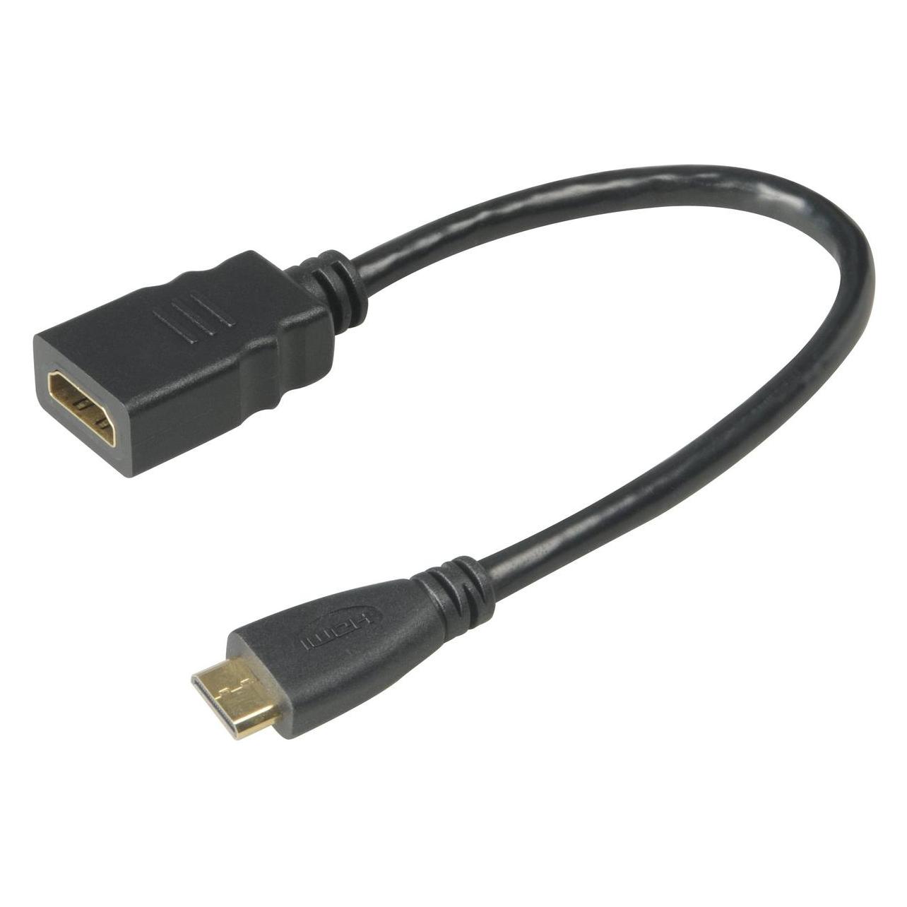 Akasa HDMI/Mini HDMI, HDMI-Kabel HDMI Typ A (Standard) HDMI Type C (Mini) (0.25 m) (AK-CBHD10-25BK)